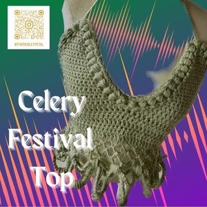 CROCHETED LIGHT GREEN FESTIVAL OR SWIM TOP